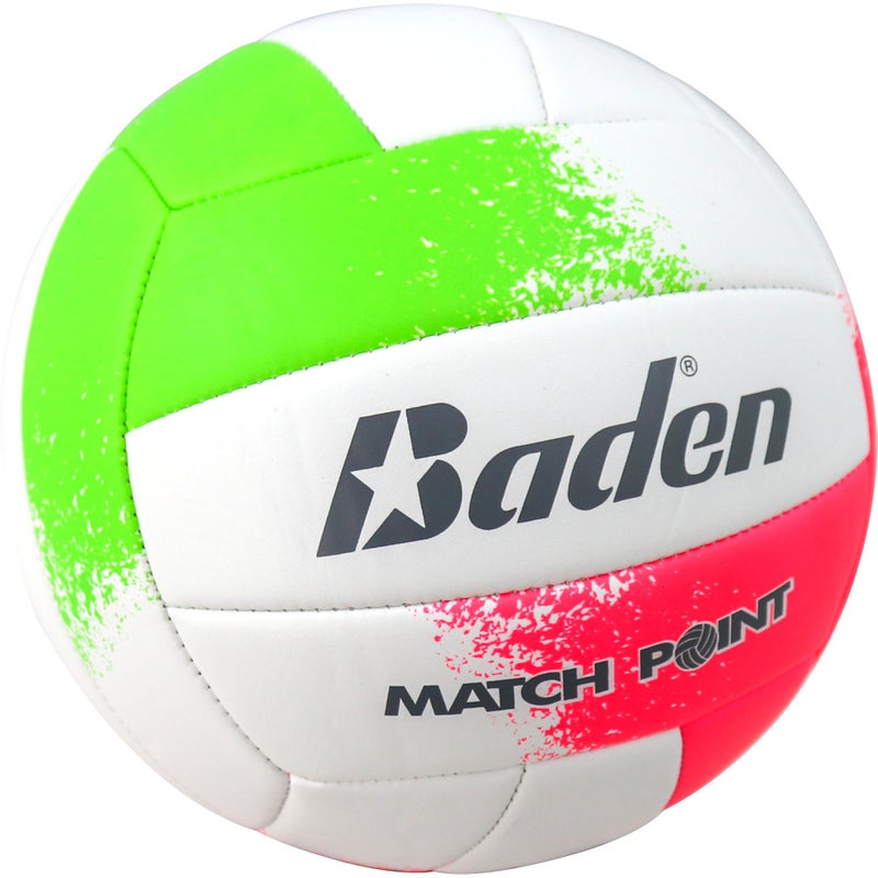Baden | Match Point | Cushioned Synthetic Leather | Outdoor Recreation Backyard Volleyball + College Camp Ball | All Ages | Official Size 5 | Neon Pink/Green/White - Image 4